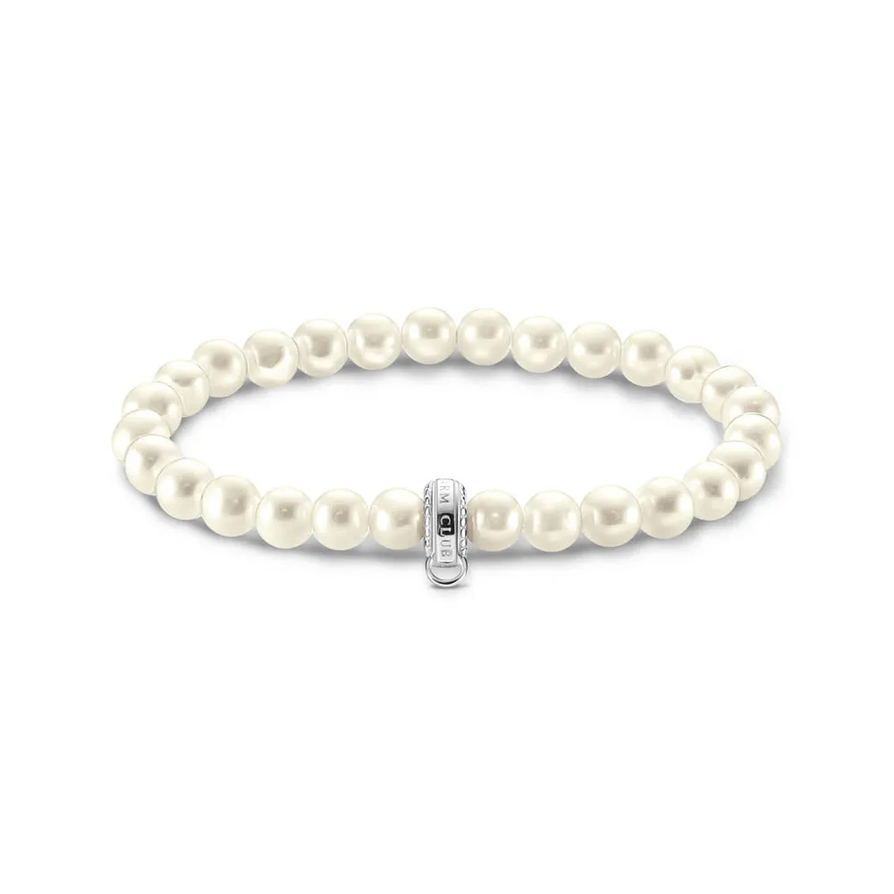 Thomas Sabo Sterling Silver Charm Club Fresh Water Pearl 17.5cm Bracelet