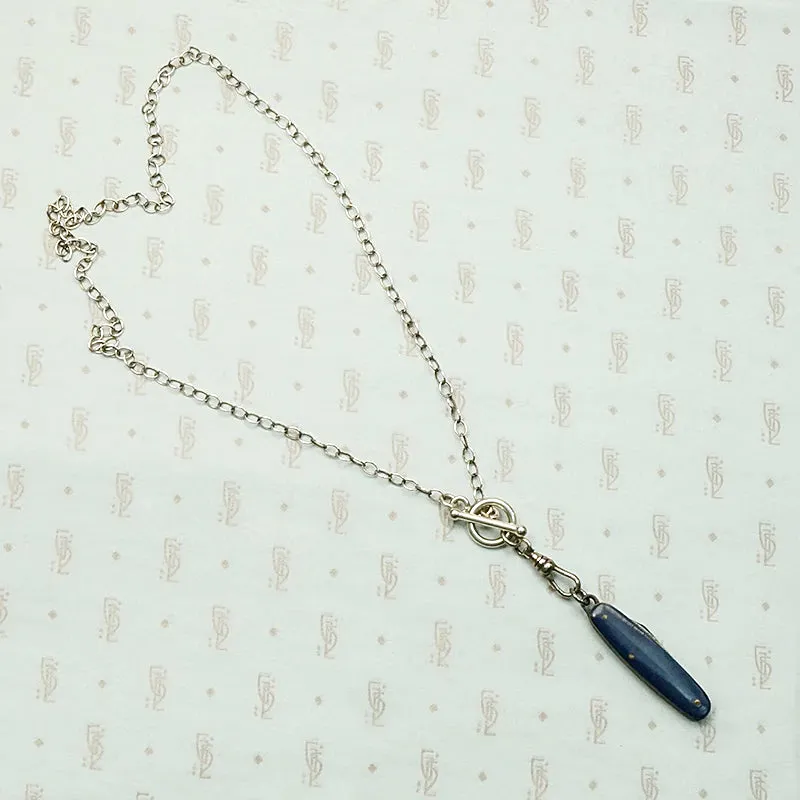 Tiny Blue Celluloid Knife Necklace by Ancient Influences