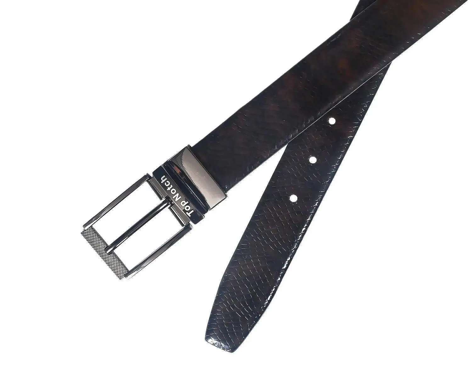 Top Notch Leather Belt for Men Colour - Black / Dark Brown Reversible Italian Belt (SKU TP0024)