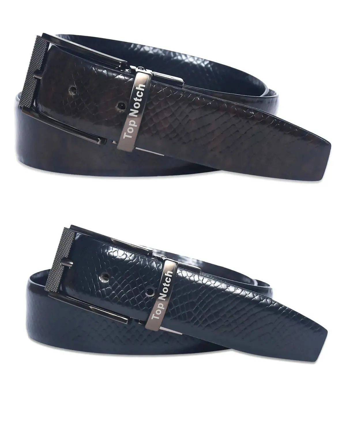 Top Notch Leather Belt for Men Colour - Black / Dark Brown Reversible Italian Belt (SKU TP0024)