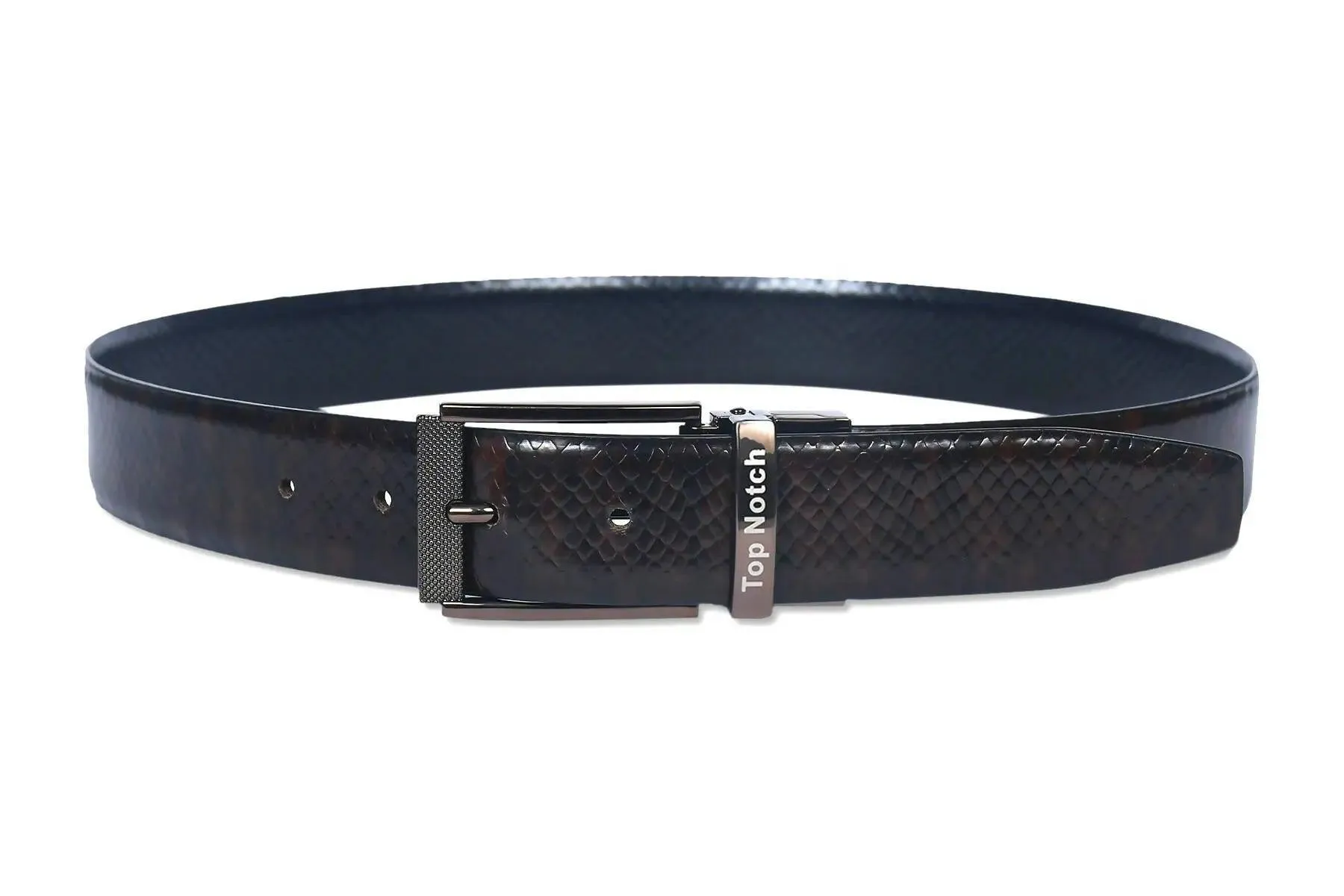 Top Notch Leather Belt for Men Colour - Black / Dark Brown Reversible Italian Belt (SKU TP0024)