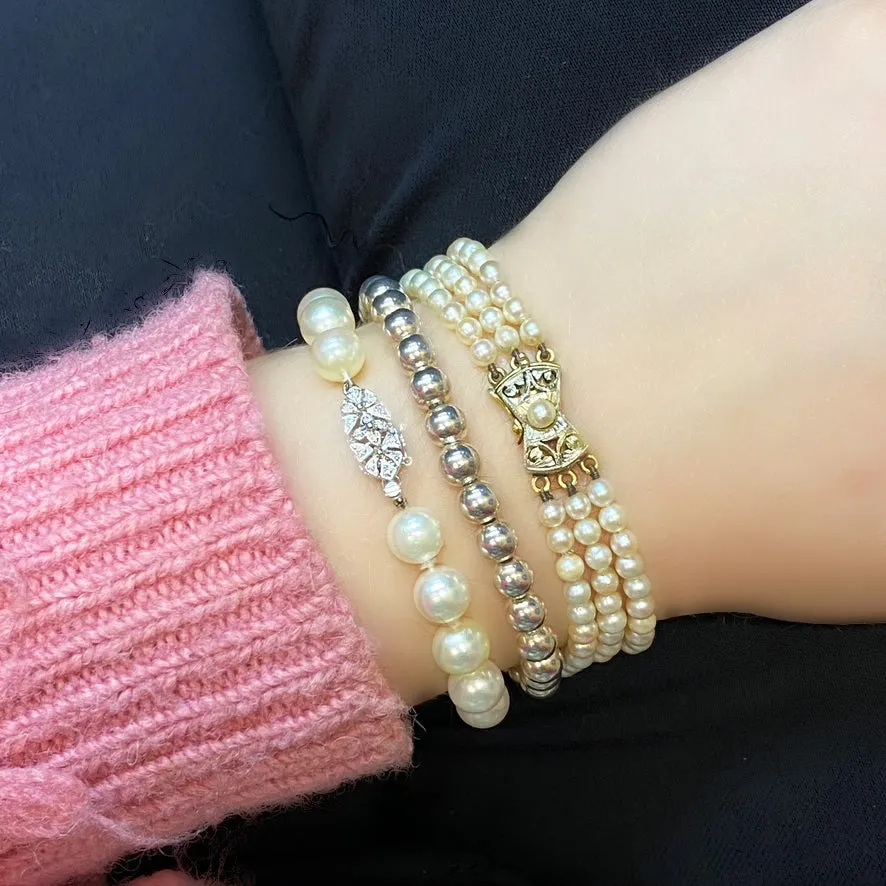 Triple Strand Culture Pearl Bracelet