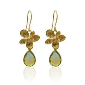 Tropical Aura Single Bloom Plumeria Gold Earrings