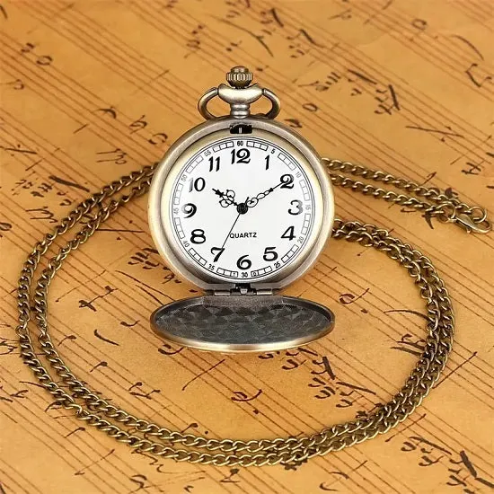 United States Veteran Bronze Necklace Quartz Movement Pocket Watch