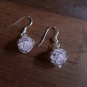 Universe Earrings- Rose quartz