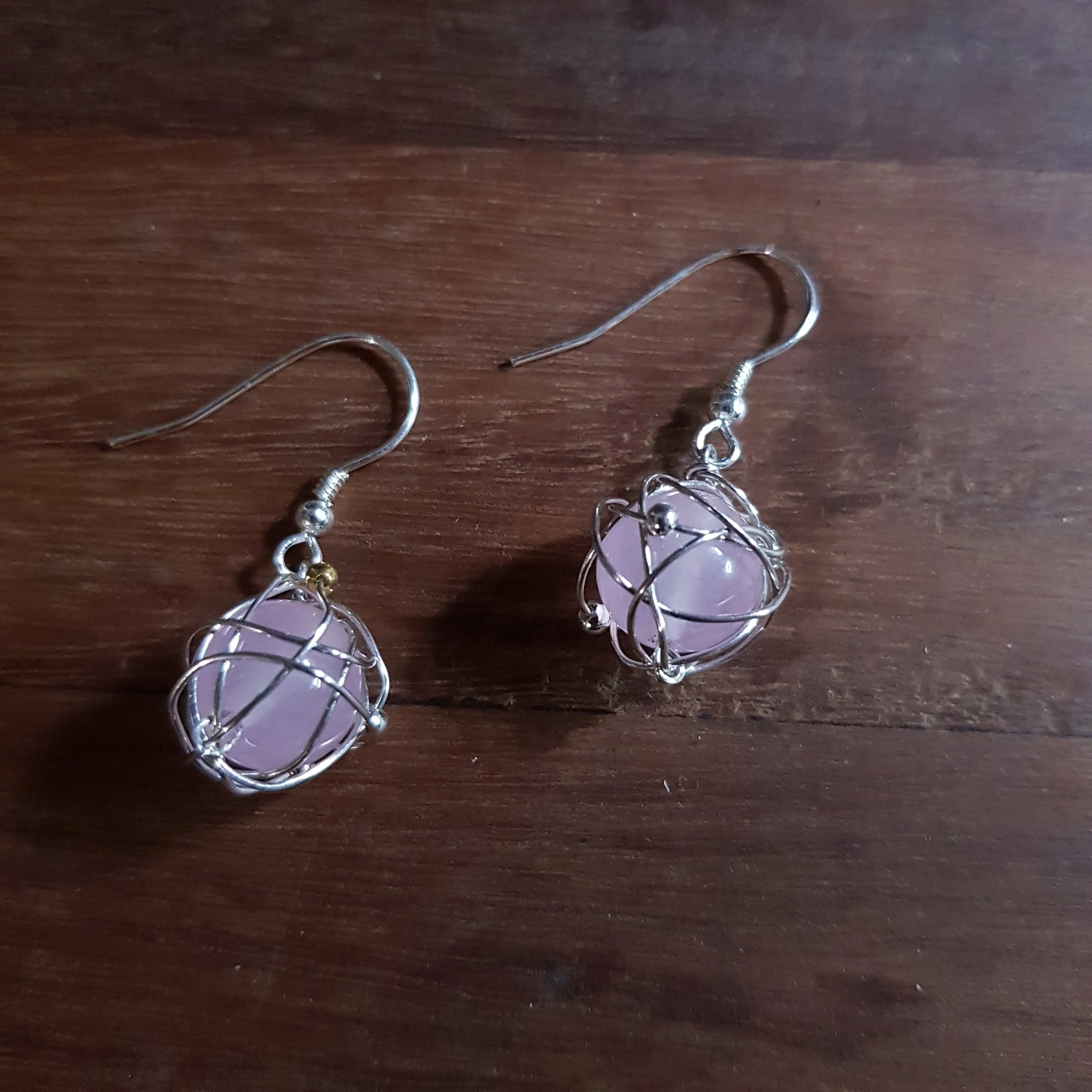 Universe Earrings- Rose quartz