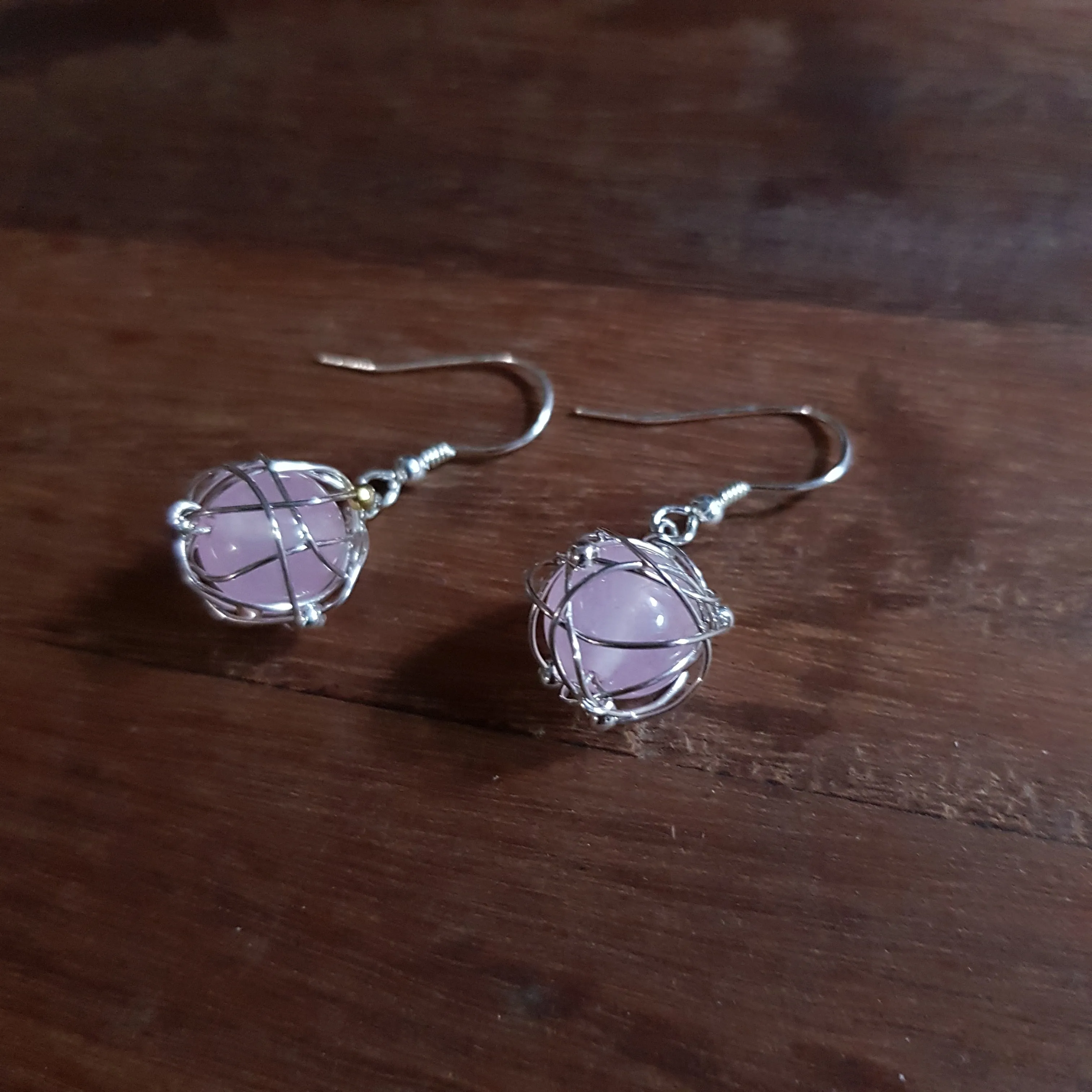 Universe Earrings- Rose quartz