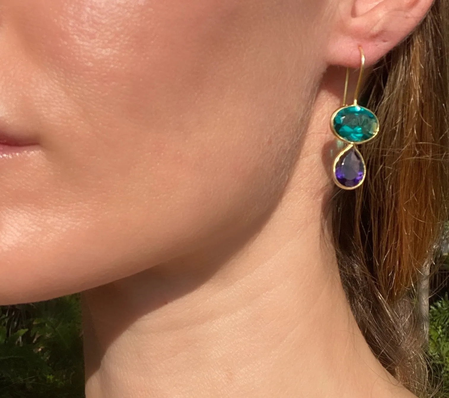 Valencia Teardrop Earring- Teal & Violet Silver