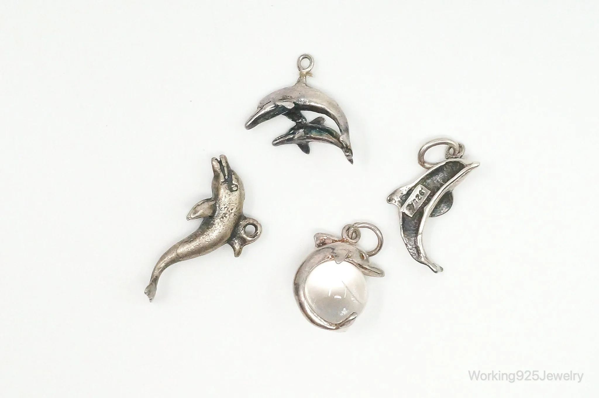 Vintage Antique Ocean Sea Life Dolphins Sterling Silver Charms Lot