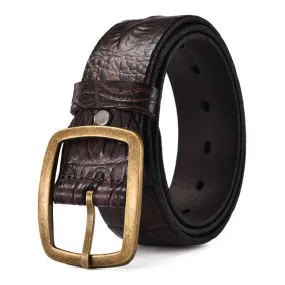 Vintage West Fashion Designer Crocodile Texture Leather Belt