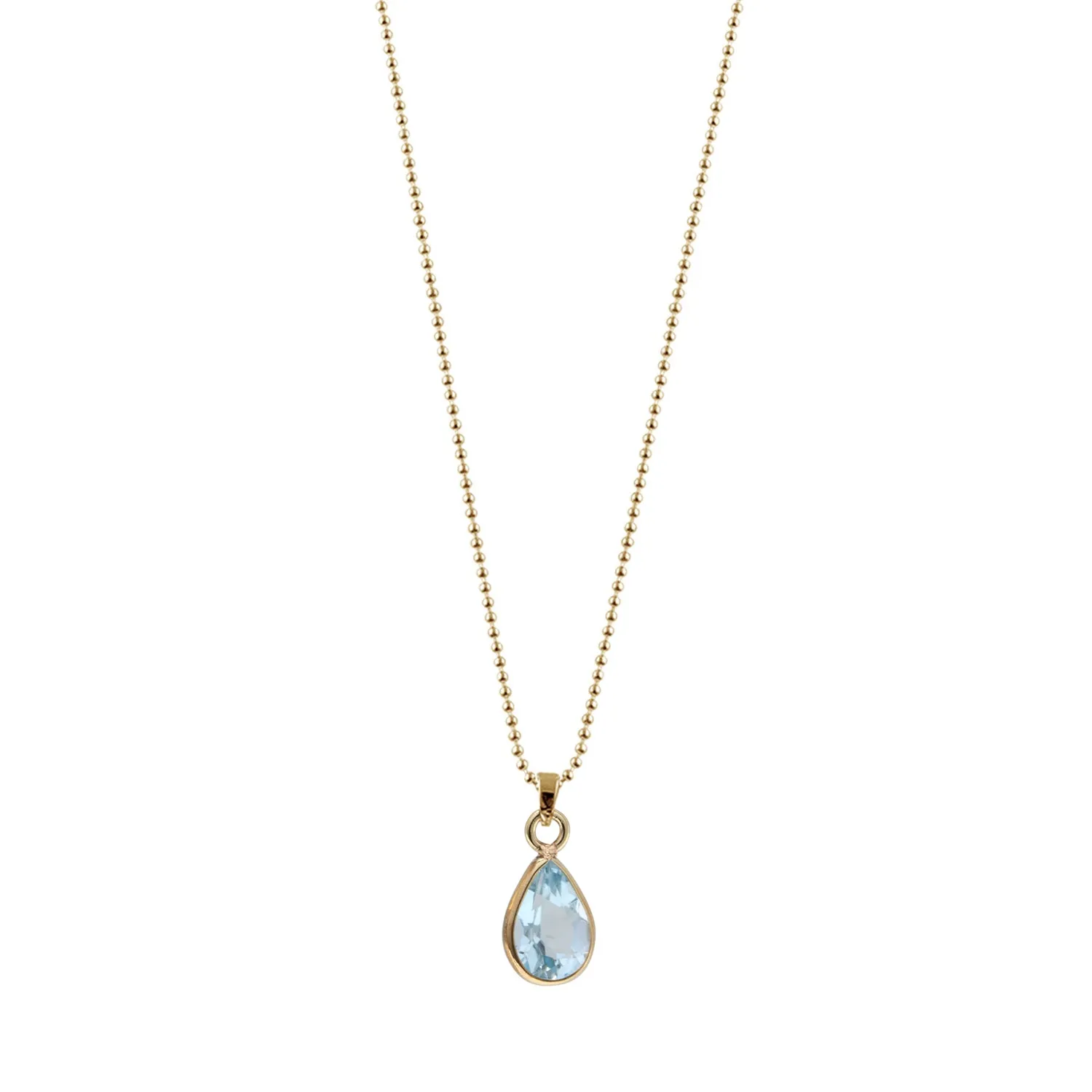 Von Treskow Yg Plated Fine Curb Chain Necklace w/ 9x6mm Pear Blue Topaz