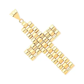 Watch Link Cross Pendant Necklace in 9ct Yellow Gold 4.0g