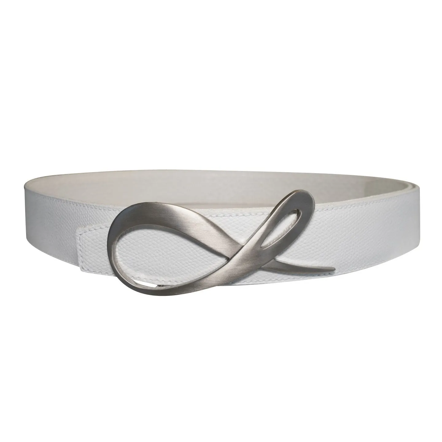 White Pebbled Diamante Silver Belt