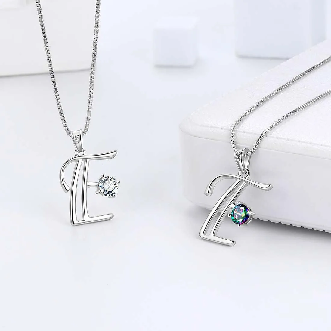 Women Initial E Letter Pendant Necklace Girl Name Jewelry Gift 925 Sterling Silver