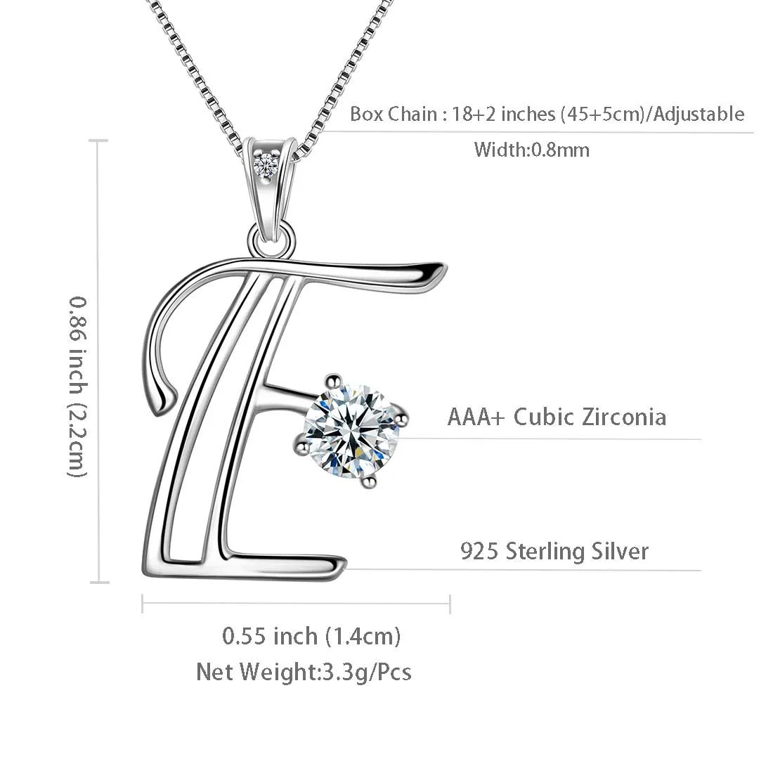 Women Initial E Letter Pendant Necklace Girl Name Jewelry Gift 925 Sterling Silver