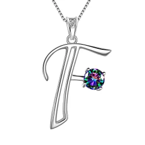 Women Initial F Letter Pendant Necklace Girl Name Jewelry Gift 925 Sterling Silver