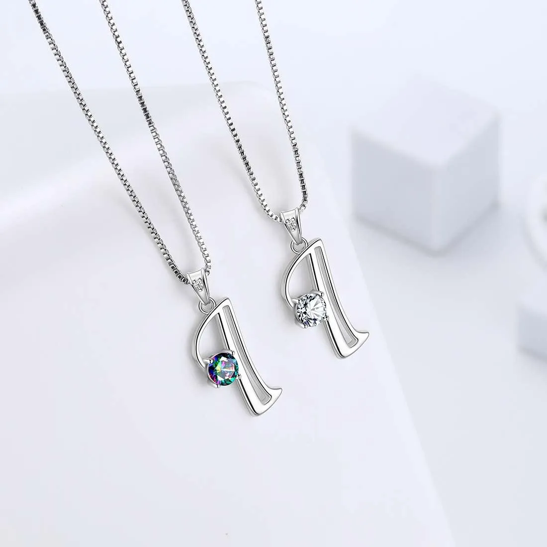 Women Initial I Letter Pendant Necklace Girl Name Jewelry Gift 925 Sterling Silver