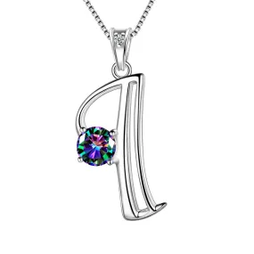 Women Initial I Letter Pendant Necklace Girl Name Jewelry Gift 925 Sterling Silver