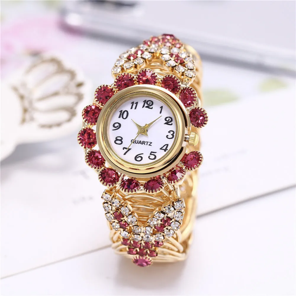 Women's Diamond Claw Chain Colorful Watch Korean Fashion Student Bracelet Watch