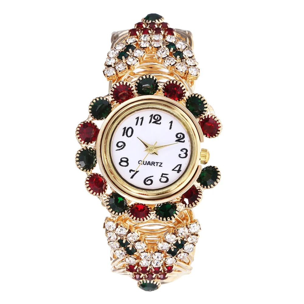 Women's Diamond Claw Chain Colorful Watch Korean Fashion Student Bracelet Watch