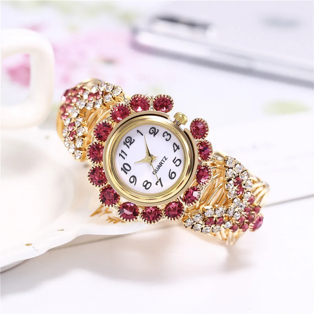 Women's Diamond Claw Chain Colorful Watch Korean Fashion Student Bracelet Watch