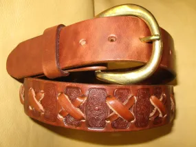 X-Weave Embossed Women's Bridle Leather Belt