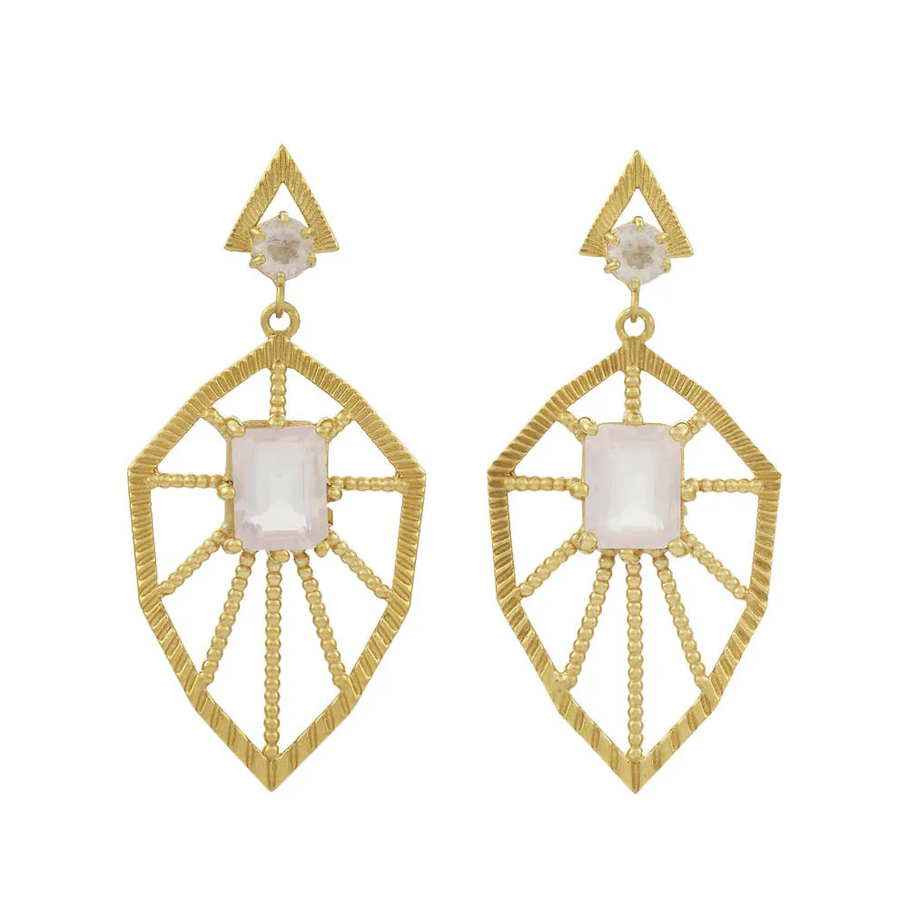 Zoe & Morgan Rosa Earrings - Gold Plated & Rose Quartz